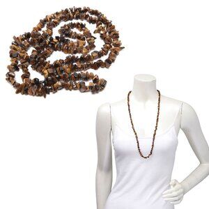 Vintage Tiger Eye Chip Gemstone Necklace Irregular Stone Brown Amber